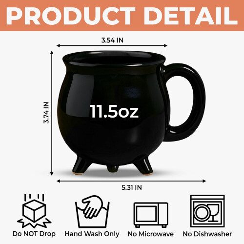 Witch Cauldron Shaped Ceramic Mug Halloween Themed Coffee Cup 2