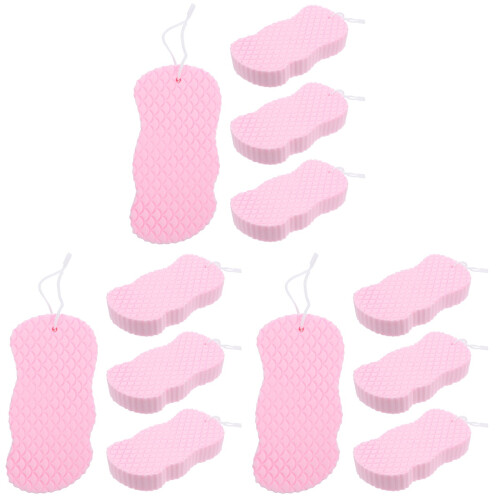 12Pièces Éponges De Bain Violettes Douces Double-Face Pratiques 1