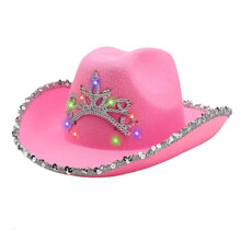Felt Preppy Costume Headwear Cowgirl Hat With Feathers Party Dress Up Themed Birthday Parties Halloween Costume Accessory Photo Booth Prop Western