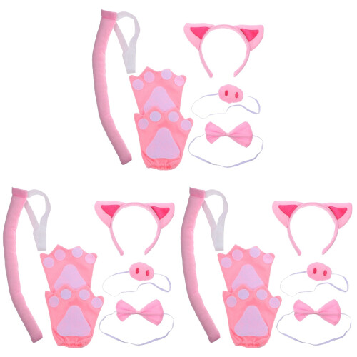 3Ensembles Costume Rose Oreilles Bandeau Queue 2
