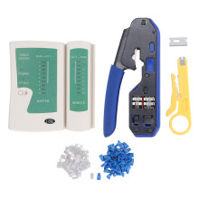 Compact Crimping Tool For Cat5e Cat6a, All In One Ethernet Crimper With Wiring Diagram And Cable Tester Heavy Duty Build In Alloy Steel