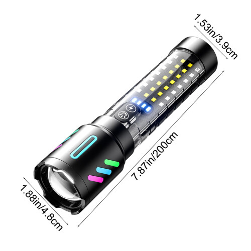 Φακός LED, Τηλεσκοπική εστίαση υψηλής φωτεινότητας, 3 λειτουργίες φωτισμού, 2