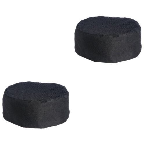 2Pcs Black Cotton Mesh Chef Beanie Adjustable Cooking Hat for Bakers