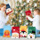 Pacote com 12 Sacolas de Presente de Natal – Papel com Fundo Plano, Papai Noel e 3