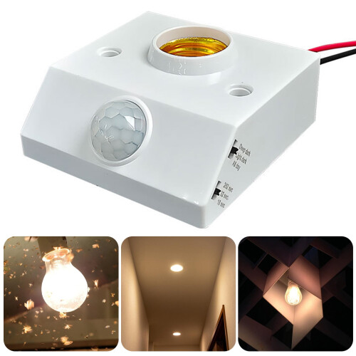 Soquete para lâmpada LED E27 com sensor de movimento e base espiral E27 para lâmpadas LED. 1