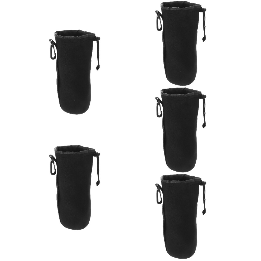 5Pcs Shockproof Camera Lens Pouch Durable Protective Storage Bag Black 3704256834057