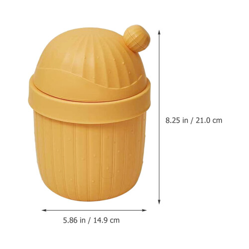 Yellow Reusable Plastic Desktop Trash Can with for Home Office Use 1