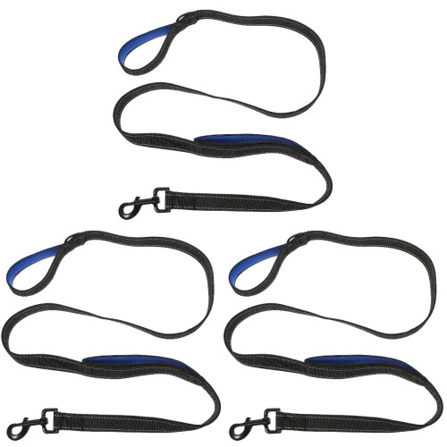 3Pièces Laisse Pour Petit Medium Avec Boucle Métal Rotative Noir 1