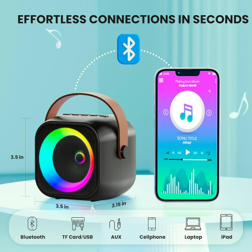 Mini Karaoke Machine with 2 Wireless Mics and Party Lights 2