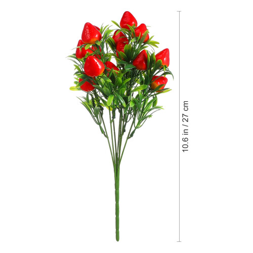 3Pcs Realistic Red Artificial Strawberry Branches for Wreaths and Table Decor 1