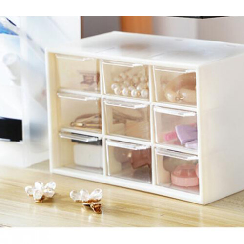 Nine-Square Grid Drawer Desktop Organizer, White 2