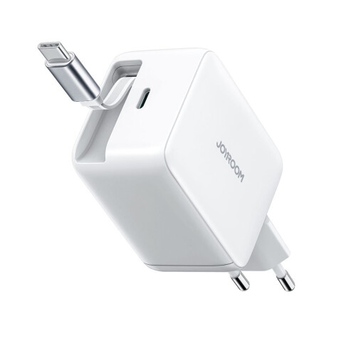 Joyroom GaN USB-C Ladegerät mit einziehbarem Kabel 67W - Weiß