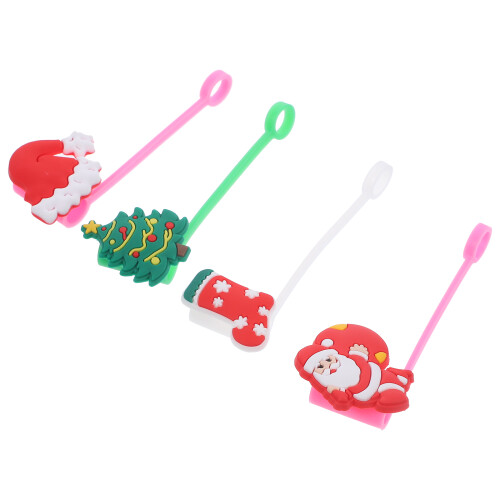 12Pièces Couvre- Silicone Couleurs Assorties Caps Décor Noël 1