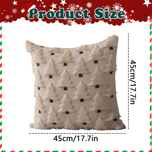 Christmas Pillow Covers Beige Tree Design 18x18 Inch 2