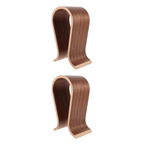 2Pièces Support Écouteurs Bois Pour Rangement Bureau 1