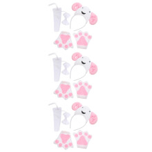 3Pièces Ensemble Costume Mouton Fluffy Tissu Plastique Cosplay Fête Enfant