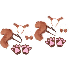 2Sets Dieren Thema Cosplay Eekhoorn Oor Hoofdband Lichtbruin