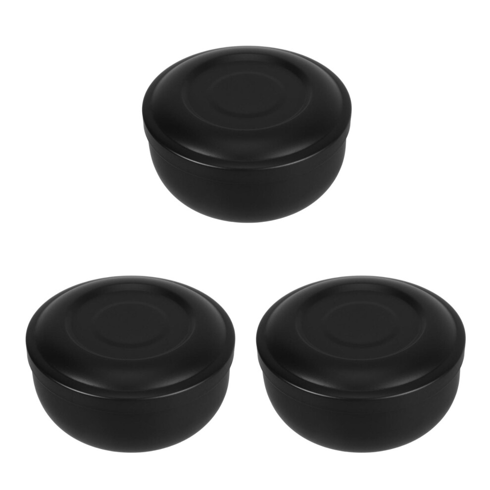 Villcase 3Pcs Durable Stainless Steel Shaving Cup Set With Lid And Brush Stand