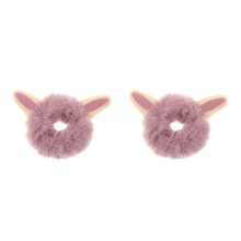 2Pcs Lavender Furry Hair Tie Fluffy Ball Hair Bands for Kids and Women