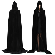 Unisex Cloak With Hood For Costume Accessories, Soft Velvet Material Hooded Cape Ideal For Gothic Vampire Witch Themes And Halloween Parties