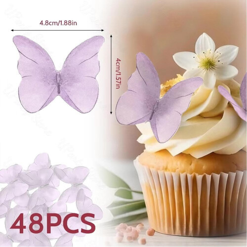 Διακοσμητικά για cupcakes με πεταλούδες Hzzsbu, 48 τεμάχια χάρτινα διακοσμητικά για 1
