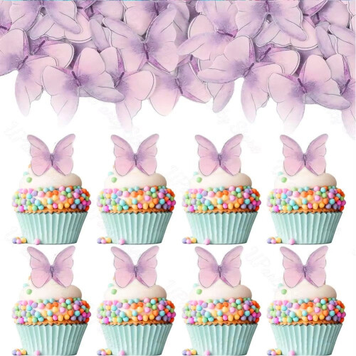 Διακοσμητικά για cupcakes με πεταλούδες Hzzsbu, 48 τεμάχια χάρτινα διακοσμητικά για 2