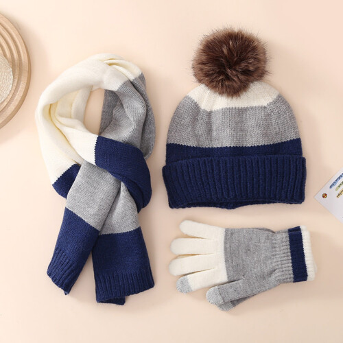 Παιδικό σετ 3 τεμαχίων Knit (ηλικίες 8-15): Λούτρινο κασκόλ, γάντια και καπέλο – Ζεστό 1