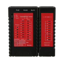 PoE-testapparaat met continuïteitstester voor Ethernetkabels, RJ45-, RJ11- en RJ12-tester met detectie van onderbroken verbindingen en controle van