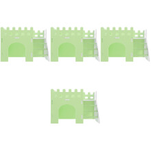 4Pcs PVC Hamster Hideout House Light Green Cage Hideaway Toy
