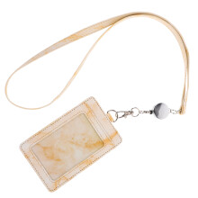 1Set Badge Houder Beige Met Pu+metaal Voor Werk- En Studentenpassen