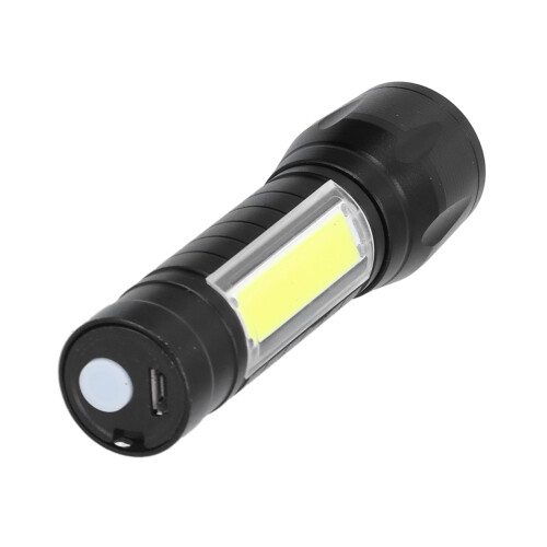 Waterproof Flashlight Rechargeable USB Zoomable Tactical Flashlight with COB Side Lights Adjustable Focus High Lumens LED Mini Pocket Flashlight for 1