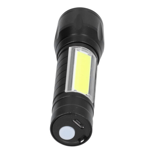 Waterproof Flashlight Rechargeable USB Zoomable Tactical Flashlight with COB Side Lights Adjustable Focus High Lumens LED Mini Pocket Flashlight for 2
