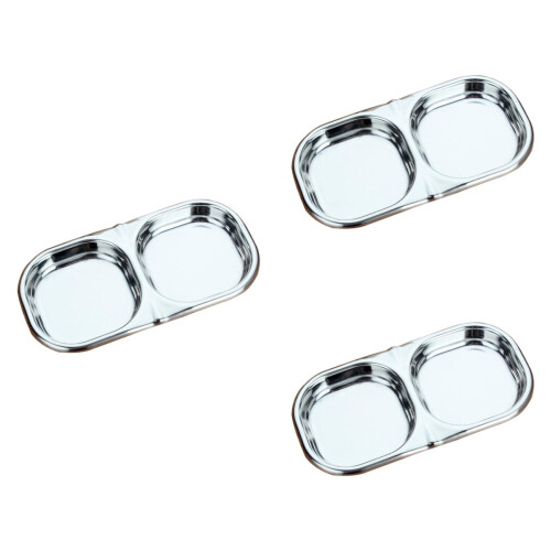 3Pcs Stainless Steel Appetizer Plates Silver for Dipping & Condiments