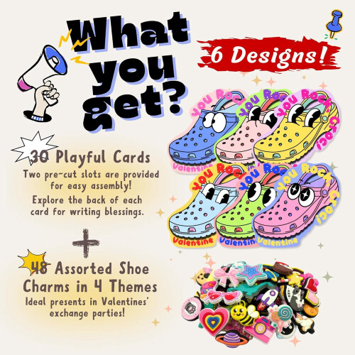 Valentine's Day Cards Set with Shoe Charms 30 pcs 1