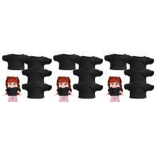 12Pièces Noires Doudou T-Shirt Coton Tricoté Style Élégant