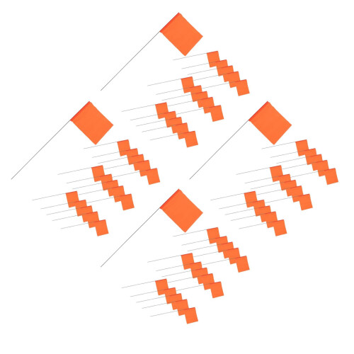 100Pcs Orange Writable Marker Flags Steel Wire Lawn Yard Utility Flags