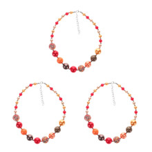 3Pcs Adjustable Acrylic Kids Necklace Cute Fashionable Beaded Necklace