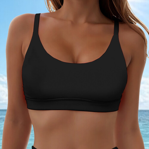 Γυναικείο Μαγιό με Αθλητικό Σουτιέν - Crop Bikini Top Only Modest Μαγιό 2025 με Τετράγωνη 1