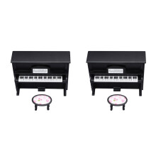 2Sets Small Wooden Mini Piano Ornament Black for Mini House Decoration