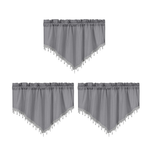 Short Solid Color Triangular Window Curtains, Rod Pocket Polyester Panels, 3-Pack, 51.18x23.62 in, Multicolor, Modern & Easy Install 1