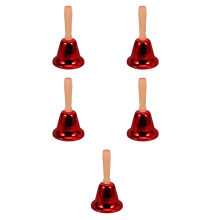 5Pcs Handheld Metal Bells Wooden Grip Loud Ring for Kitchen Use