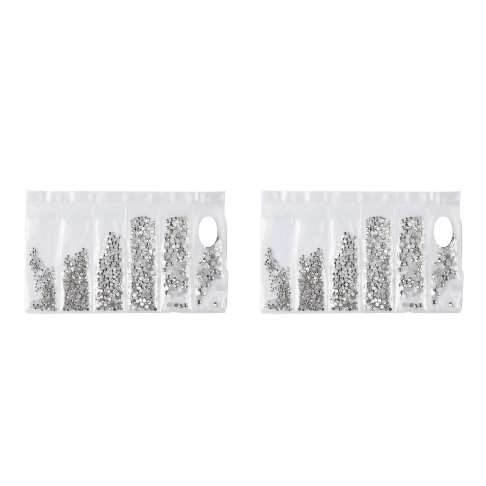 Ohphcall White 2728Pcs Durable Nail Art Rhinestones For Manicures Decoration