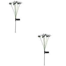 2Pcs Solar Powered Flower Stake Lights White Decorative Outdoor Garden