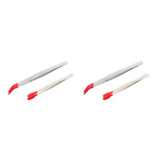 4Pcs Ergonomic Red Stainless Steel Elbow Tweezers for Home Use