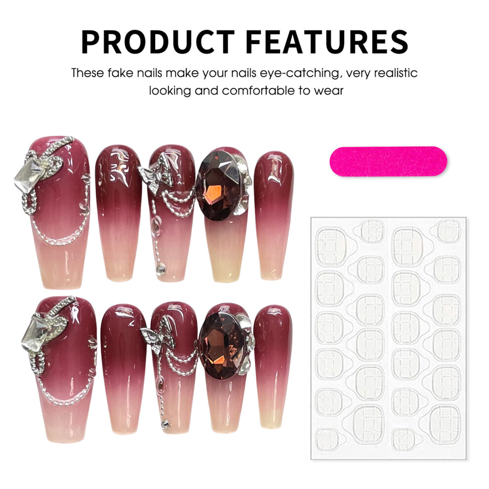 Dachuang Beauty (L) Butterfly Gradient Fake Nails - 10Pcs No Pressure Design