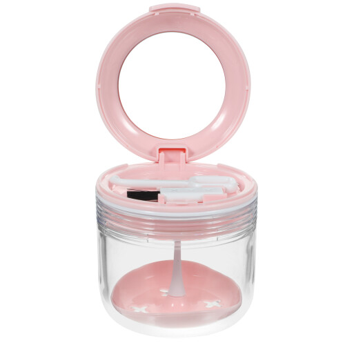 5Sets Compact Pink Plastic Brace Storage Box Denture Cleaner Case