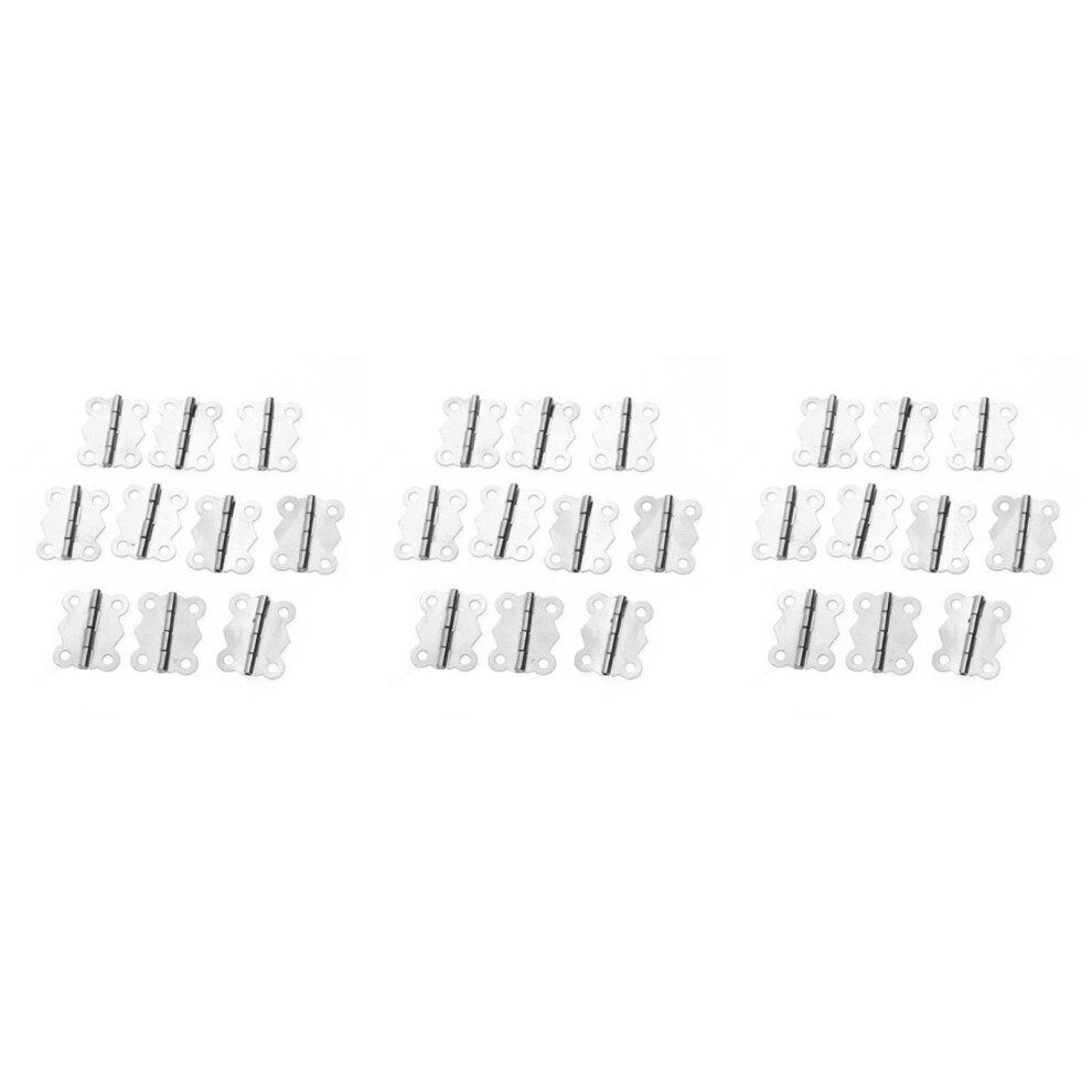 30Pcs Silver Small Hinges For Jewelry Boxes, Cabinets, And Crafts 3704256803060