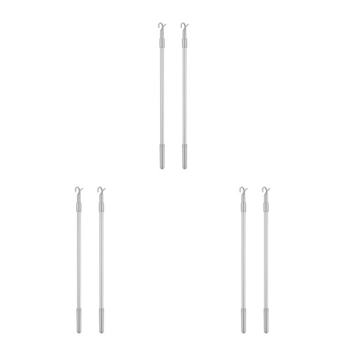 6Pcs Telescopic Silver Blind Wand Replacement with Hook for Window Use