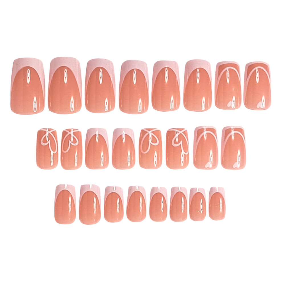 Dachuang Beauty 24Pcs Heart Press On Nails - Glossy French Tip