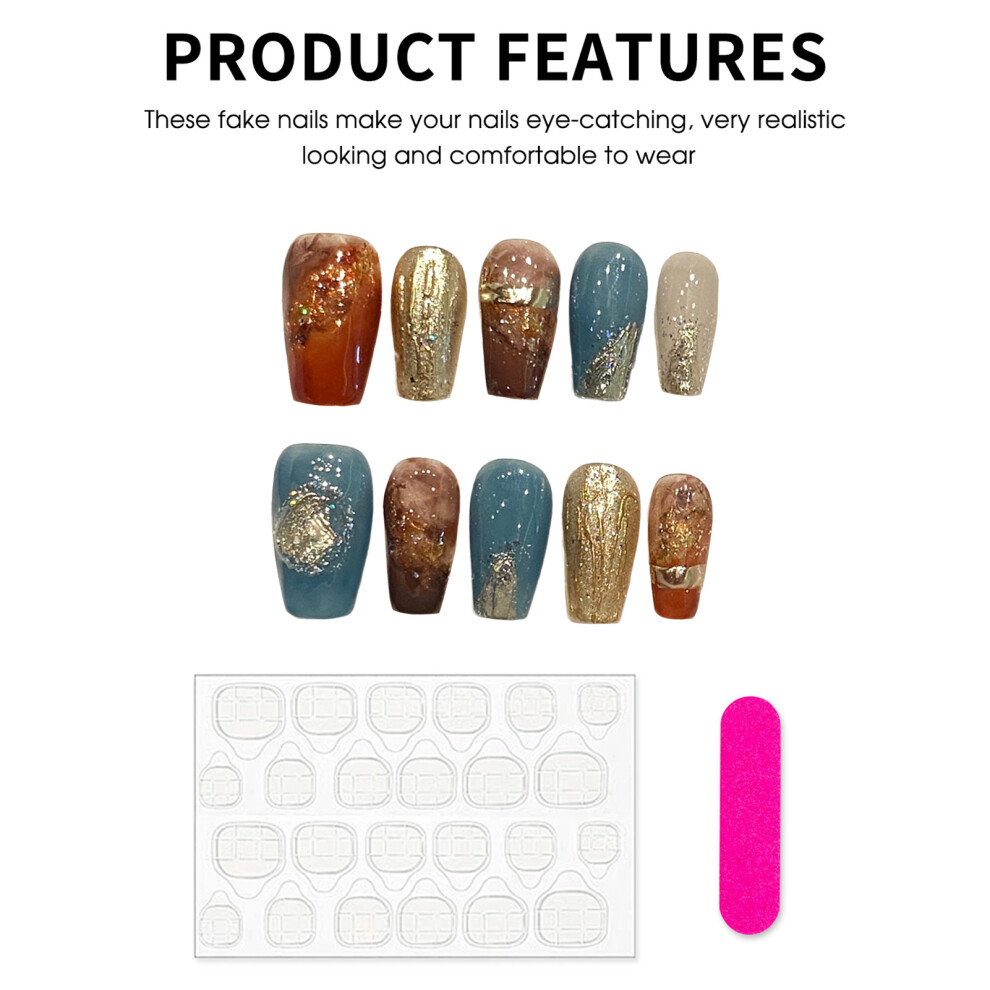 Penghui-Toys (L) Autumn Theme Smudging Artificial Nails Finger Chip-Proof Smudge-Proof Fake Nails For Women And Girl Nail Salon